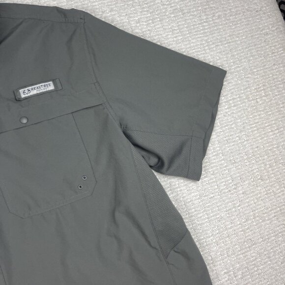 RealTree Fishing Shirt Mens XL Light Gray Button Up Vented Pockets Lightweight - Picture 4 of 16
